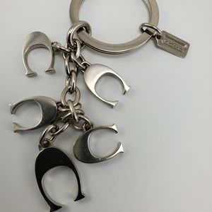 COACH INSIGNIA SILVER NICKEL KEYCHAIN w/ SPLIT KEY RING